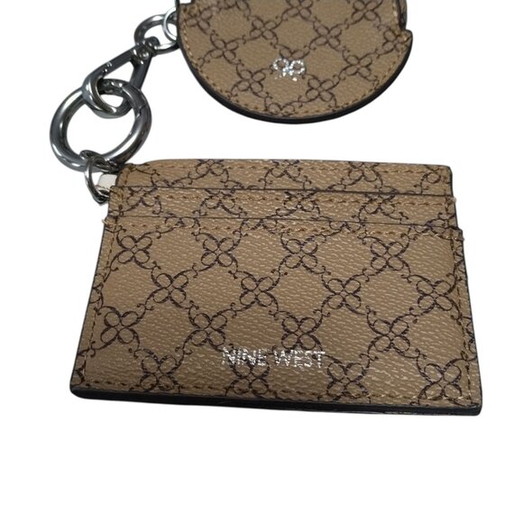 Nine West Card Holder Keyring Change Purse 2 Piece Set Beige/Cream Travel - Picture 2 of 6